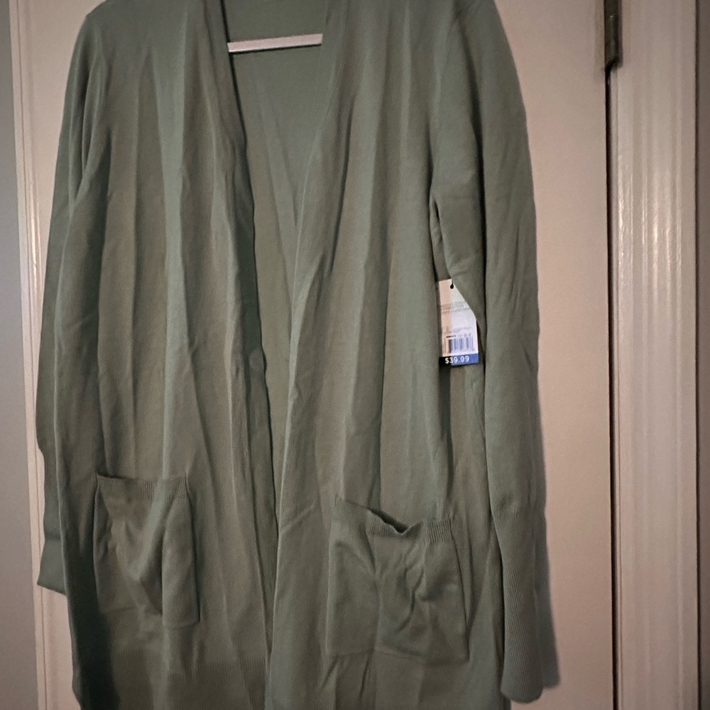 Sage Green Open Front Cardigan